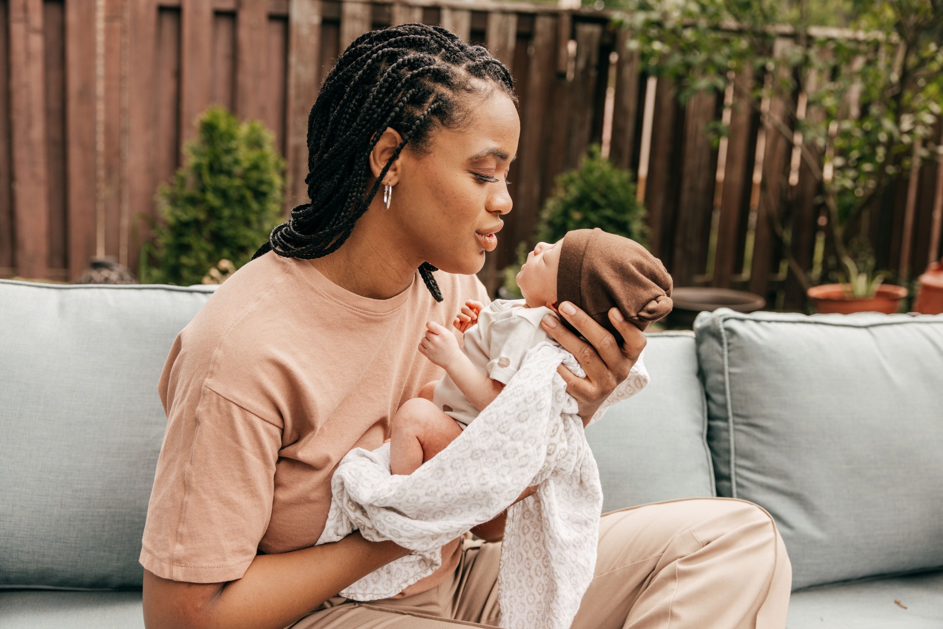 Mother with newborn son